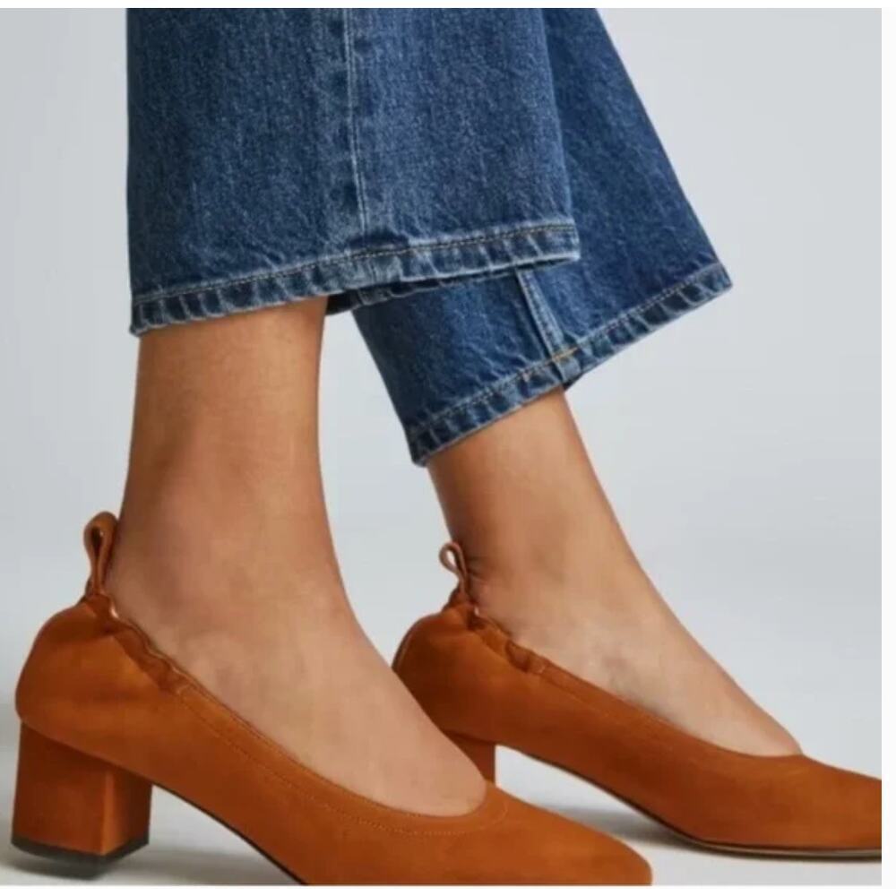 everlane the day block heel suede